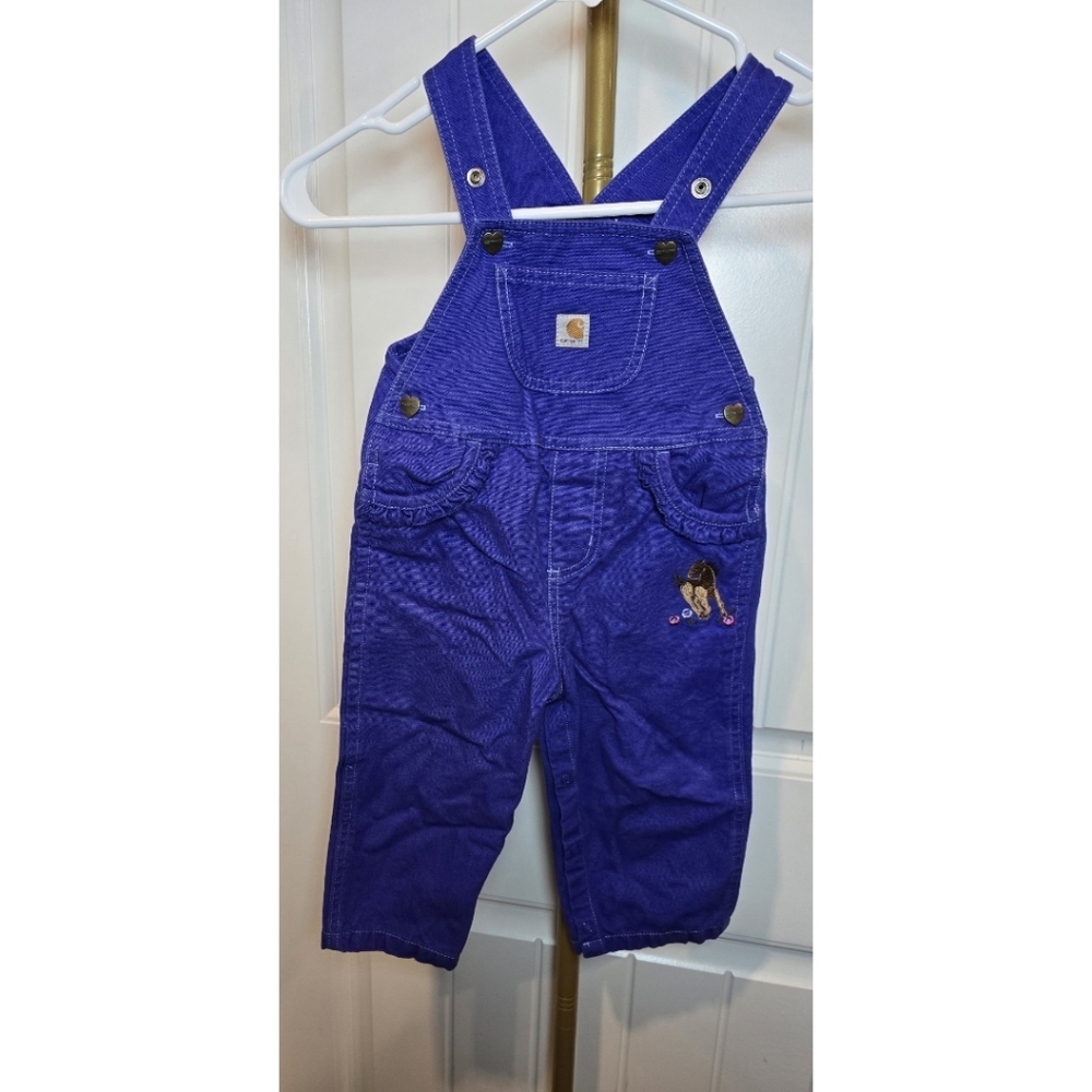 Carharrt 24m Girls Purple Horse Overalls